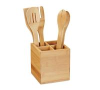 Relaxdays Soporte utensilios de cocina bambú marrón claro