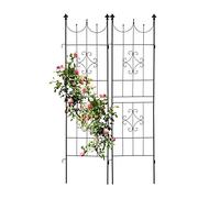 Relaxdays Soportes para Plantas, Set de 2, 183 x 46 cm, Metal, Celosía para Trepadoras, Autónomos, con Estacas, Negro