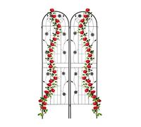 Relaxdays Soportes para Plantas, Set de 2, 200 x 50 cm, Metal, Enrejado para Trepadoras, Autónomos, con Estacas, Negro