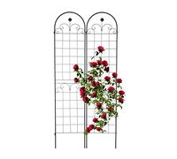 Relaxdays Soportes para Plantas, Set de 2, 220 x 50 cm, Metal, Enrejado para Enredaderas, Autónomos, con Estacas, Negro