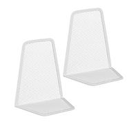 Relaxdays Sujetalibros Malla Alambre Acero, Soporte Libro, CD, DVD, Estante, Moderno, Biblioteca, 14 x 12 x 9 cm, Blanco