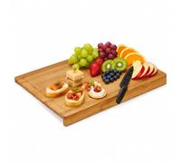 Relaxdays Tabla Cortar con Borde para Encimera, Picar, Cocina, Rectangular, Grande, Bambú, 1 Ud., 45 x 35 cm, Marrón