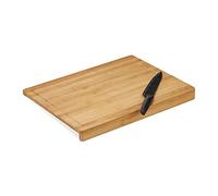 Relaxdays Tabla de cortar con borde Bambú rectangular grande 45 x 35 cm marrón claro 1 ud