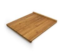 Relaxdays Tabla de cortar bambú – Borde elevado doble, 2,5 x 38 x 45 cm, marrón claro