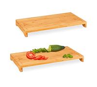 Relaxdays Juego de 2 tablas de cortar de bambú marrón claro