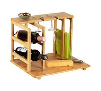 Relaxdays Tabla de quesos con botellero de bambú marrón claro