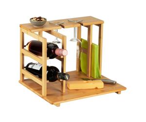 Relaxdays Tabla de quesos con botellero de bambú marrón claro