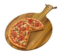 Relaxdays Tabla para pizza ø 28 cm, madera de acacia, con asa, natural | ojal para colgar