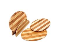 Relaxdays Tablas de cortar de bambú rayadas marrón claro