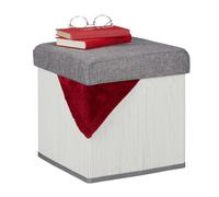 Relaxdays Taburete almacenaje plegable blanco gris blanco,gris