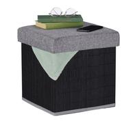 Relaxdays Taburete almacenaje plegable negro gris negro,gris