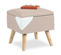 Relaxdays Taburete bajo almacenaje beige,marrón claro