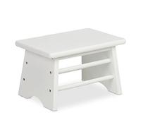 Relaxdays Taburete bajo de bambú blanco blanco