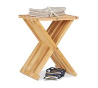 Relaxdays Taburete bajo plegable marrón claro
