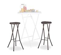 Relaxdays Taburete Bar Bastian Plegable, Set de 2, Resistente Intemperie, 80 cm, Silla de Bar, plástico, Barra, marrón