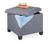 Relaxdays Taburete gris con almacenaje negro,gris