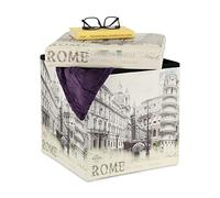 Relaxdays Taburete con almacenaje plegable vintage blanco,negro