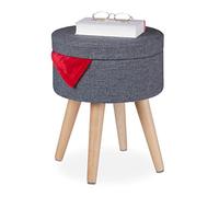 Relaxdays Taburete redondo con función de mesa marrón claro,gris