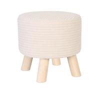 Relaxdays Taburete Cord, Patas de Madera, tapizado, 30 x 30 cm, Redondo, Asiento, reposapiés, salón, Beige/Natural