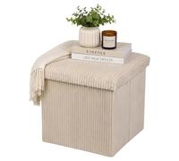 Relaxdays Taburete cubo plegable almacenaje, pana beige