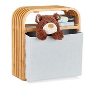 Relaxdays Taburete con caja de almacenaje marrón claro,gris