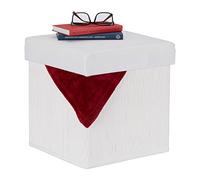 Relaxdays Taburete de almacenaje plegable blanco blanco