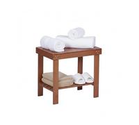 Relaxdays Taburete de baño de bambú con 2 Niveles, Asiento Natural, 41x44x28 cm, para baño, salón y Pasillo