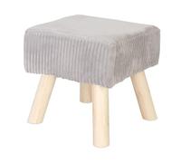 Relaxdays Taburete de Cuerda con Patas de Madera, Acolchado, 30x30x30 cm, Cuadrado, reposapiés, salón Gris/Nat