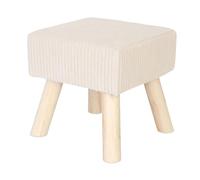 Relaxdays Taburete de Madera Acolchado, Cuadrado, 30x30x30 cm, Beige/Natural, reposapiés para salón