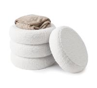 Relaxdays Taburete de Peluche, Acolchado, Alt. x Prof.: 47 x 42 cm, Acanalado, para Dormitorio y salón, Blanco