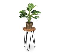 Relaxdays Taburete de plantas de diseño retro marrón oscuro,negro