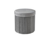 Relaxdays Taburete de terciopelo con almacenaje gris