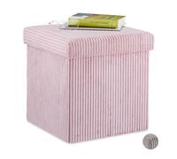 Relaxdays Taburete de terciopelo cuadrado plegable rosa