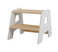 Relaxdays Taburete infantil 2 escalones, 50 kg, forma A, blanco/natural