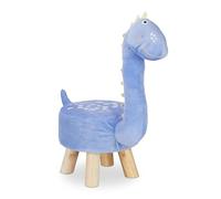 Relaxdays Taburete Infantil Dinosaurio, Forma Animal, Silla Niños, Suave, Funda Extraíble, 57 x 28 x 57 cm, Azul