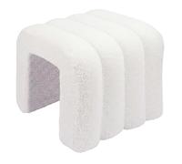 Relaxdays Taburete Peluche Acolchado, bou on Relieve, 40x40x40 cm, Dormitorio/salón, Blanco