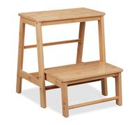 Relaxdays Taburete plegable de bambú marrón claro