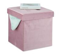 Relaxdays Taburete plegable rosa de terciopelo rosa