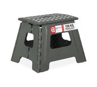 Relaxdays Taburete Plegable, Portátil, Escalón Baño, para Niños o Viajes, para hasta 150 kg, 30 x 37 x 29 cm, Gris Claro