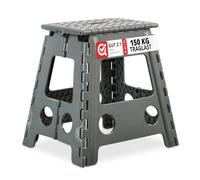 Relaxdays Taburete Plegable, Portátil, Escalón Baño, para Niños o Viajes, para hasta 150 kg, 39 x 39 x 32 cm, Gris Claro
