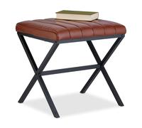 Relaxdays Taburete con asiento de polipiel marrón marrón,negro