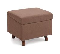 Relaxdays Taburete puf de pana con almacenaje, patas de madera, marrón | acolchado, 40 x 46 x 40 cm (Al x An x Fon)