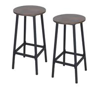 Relaxdays taburetes de Bar, Set de 2, 65 x 32 cm, reposapiés, Asiento MDF, Estructura metálica, Industrial, marrón/Negro