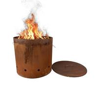 Relaxdays Tambor de Fuego, Acero corten, Acabado óxido, Al x Ø: 45 x 49,5 cm, brasero Industrial con Tapa, jardín