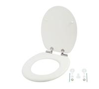 Relaxdays Tapa de inodoro con cierre automático blanco,plata