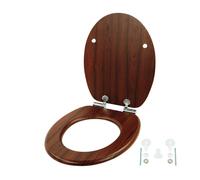 Relaxdays Tapa de inodoro con cierre automático marrón,plata