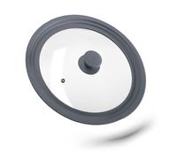 Relaxdays Tapa sartén 26-30 cm borde de silicona transparente,gris