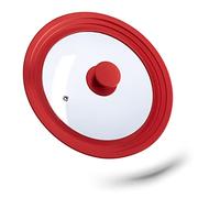 Relaxdays Tapa sartén universal 22-26 cm silicona rojo,transparente
