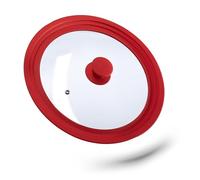 Relaxdays Tapa sartén 26-30 cm borde de silicona rojo,transparente