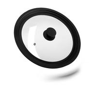 Relaxdays Tapa sartén 26-30 cm borde de silicona negro,transparente